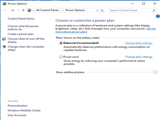 chọn Power Option